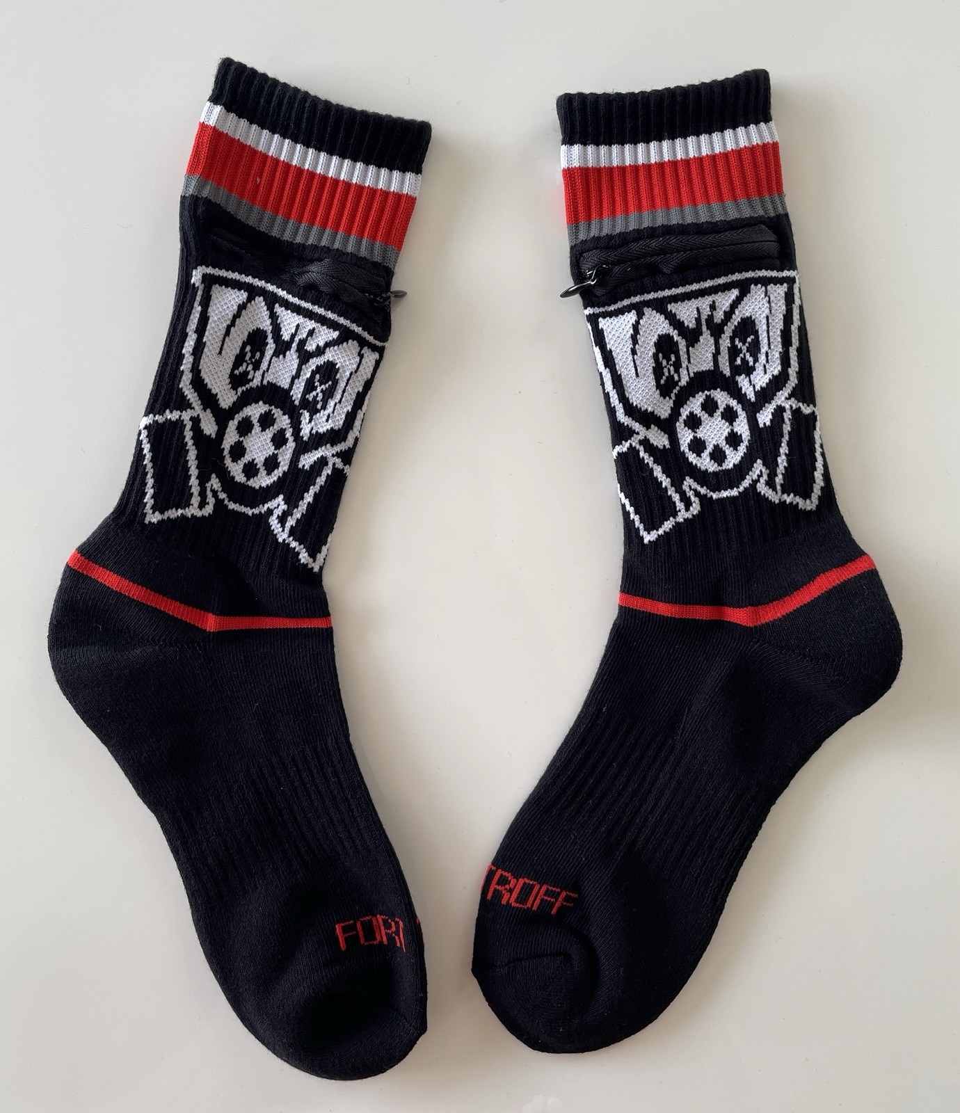 Fort Troff MS Troff DL Black & Red Pocket Security Crew Socks w/ Zipper Pocket
