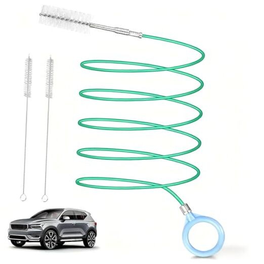 Sunroof Drain Cleaner,120in Flexible Pipe Brush with 2Pcs Tube Cleaning Gr 78in