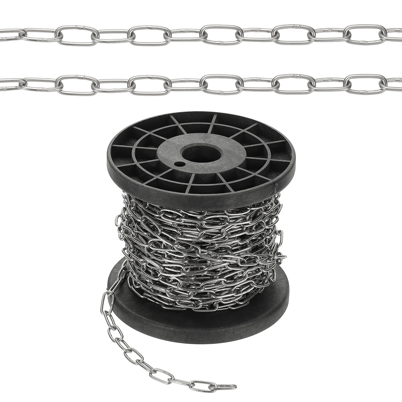 32.8ft SUS304 Stainless Steel Chain, 1.5mm Metal Chain Link 10 Meter