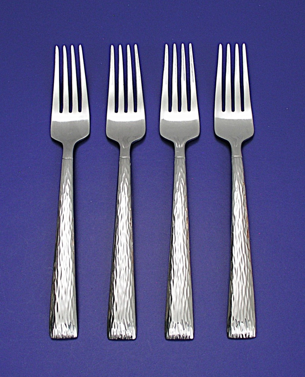 (4) HAMPTON ARGENT BROCADE - 8" DINNER FORKS - STAINLESS FLATWARE - VERY NICE