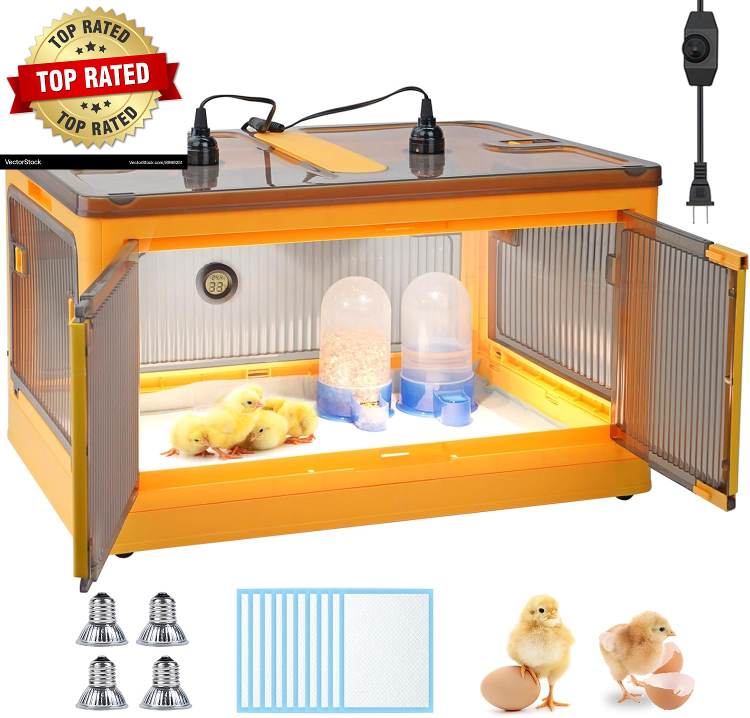 Chick Brooder Box for Chicks, Quail Brooder Box Kit with Heater Feeder