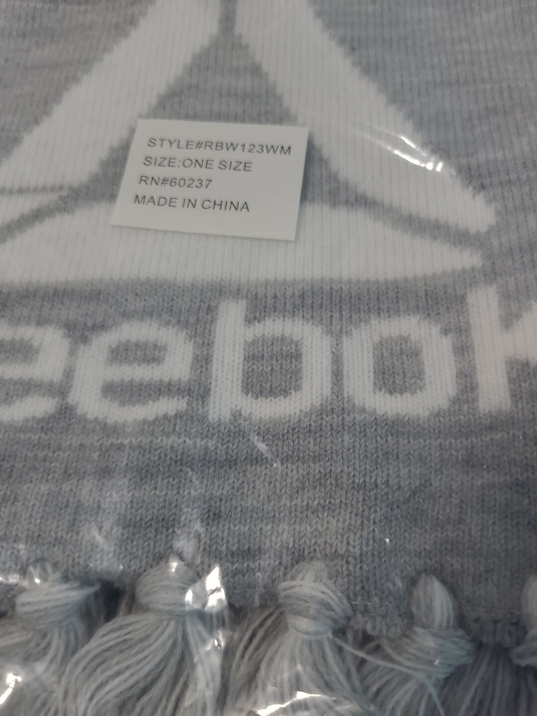 Reebok Set Rally Scarf Fringe and Beanie Fleece Lined Pompom Soft NEW with Tags