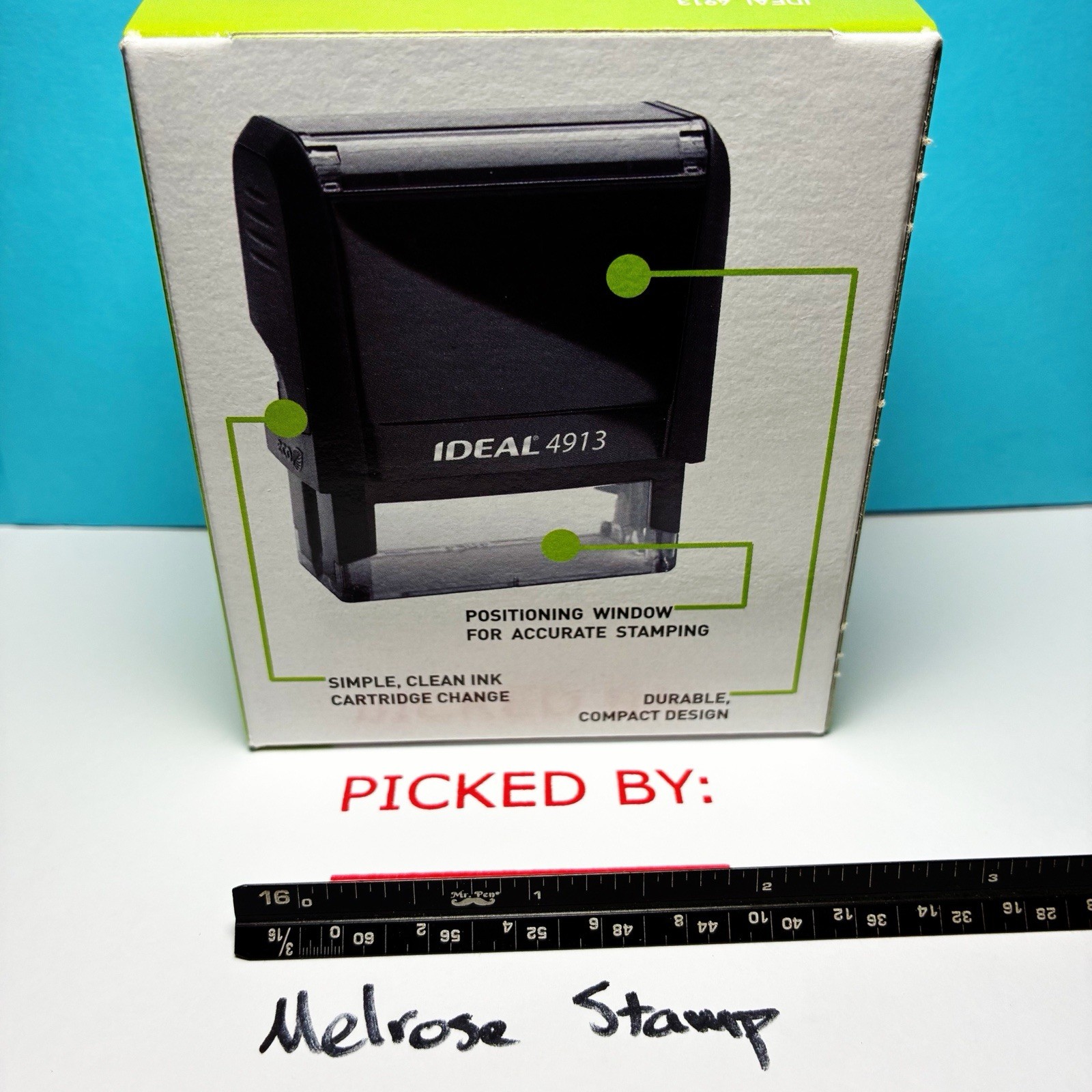 Picked By Rubber Stamp Self Inking Red Ink Ideal 4913