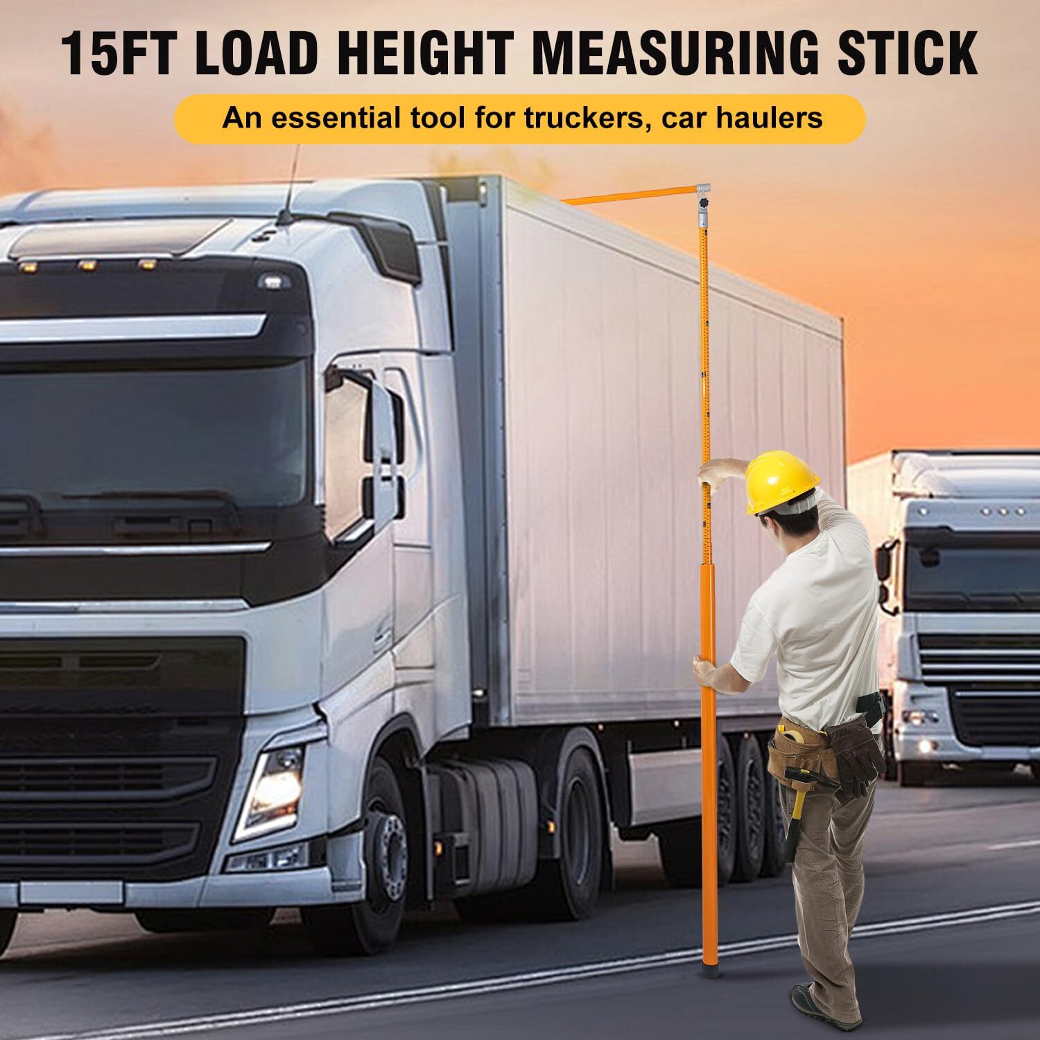 15FT Retractable Load Height Measuring Stick with Bag,Adjustable Pole for Trucks