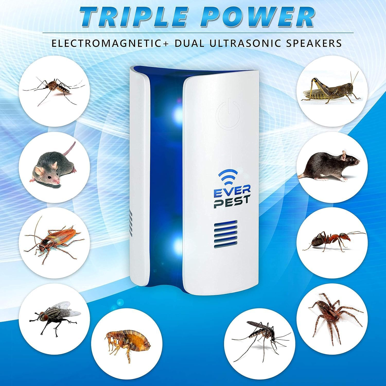 Ultrasonic Pest Repeller Plug in 1 Pack- Electronic and Electromagnetic Insect C