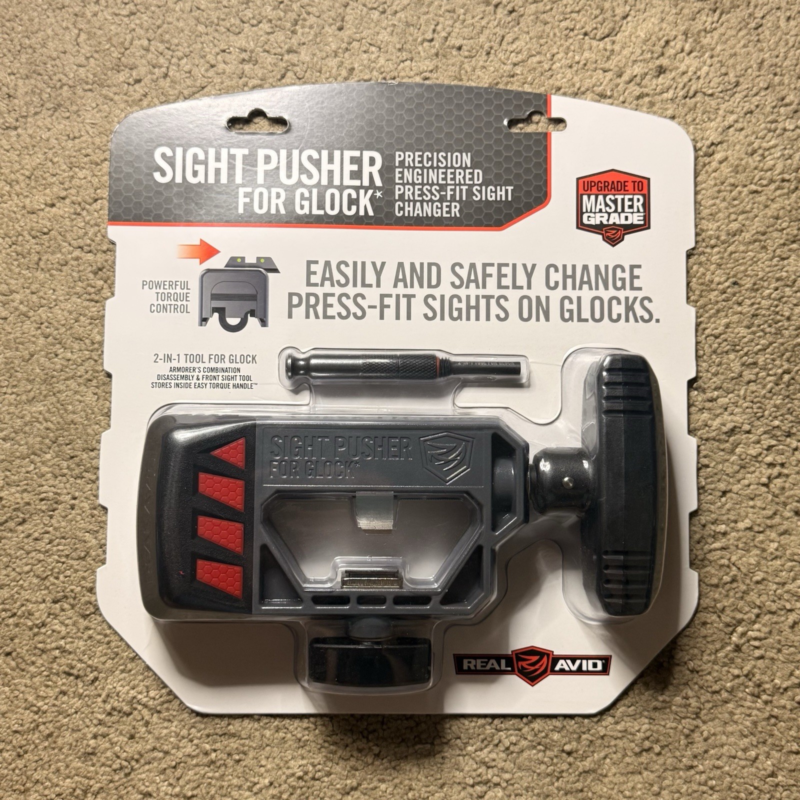 Real Avid Universal Sight Pusher for Glock | Front and Rear Sight 2-IN-1 Tool