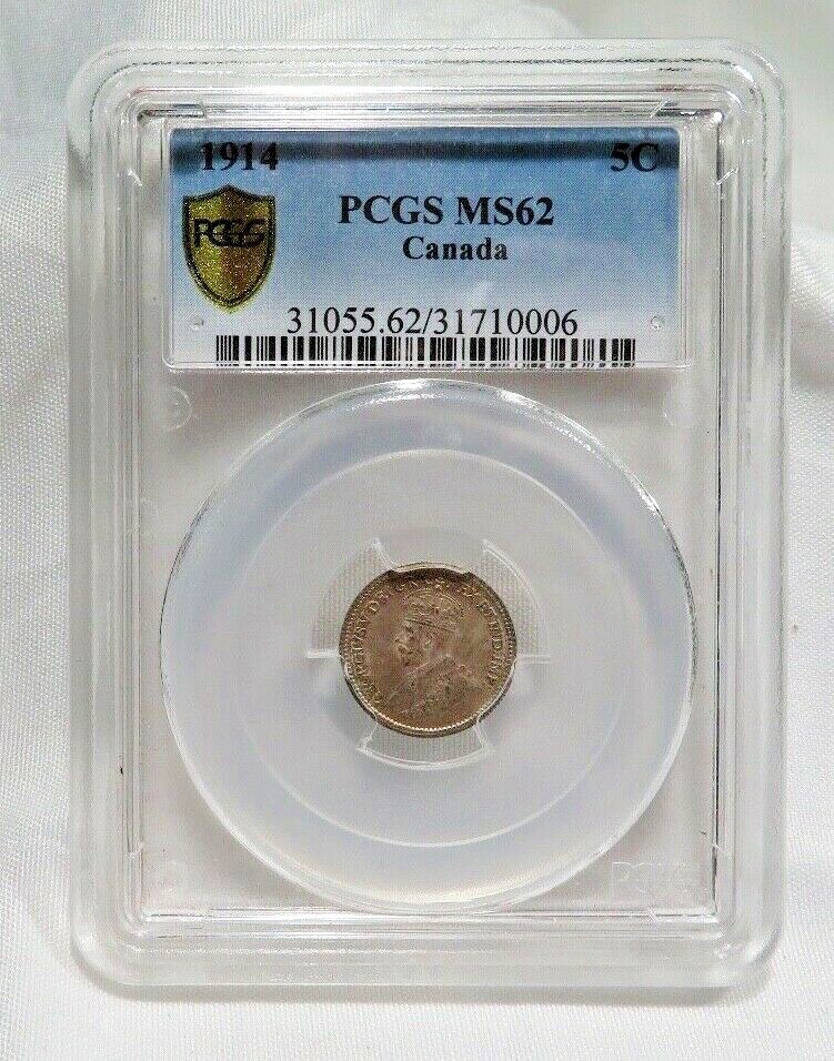 1914 Canada 5-cent Nickel Half Dime PCGS MS62 graded Great Eye Appeal