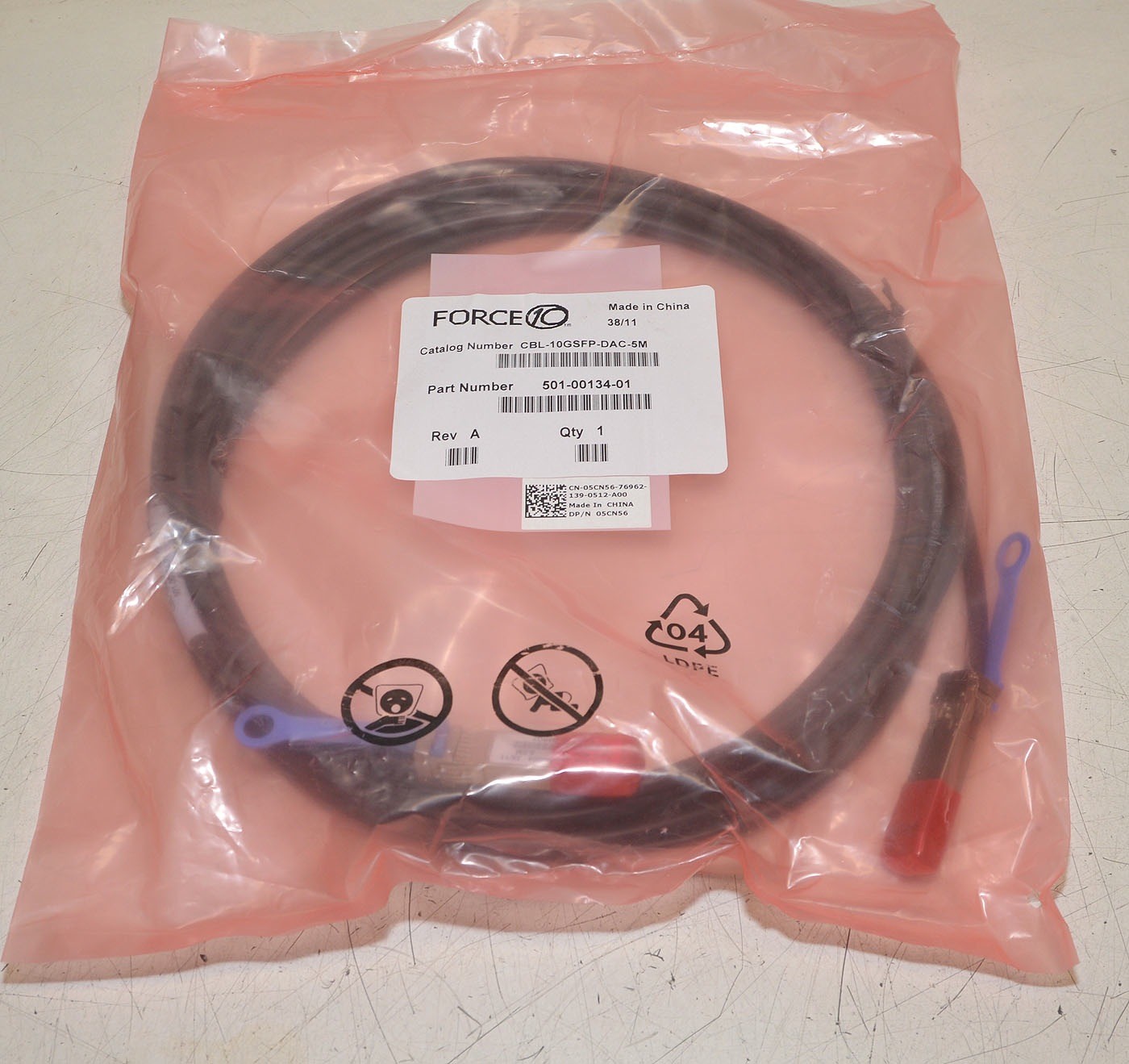 FORCE 10 CBL-10GSFP-DAC-5M 501-00134-01  NEW