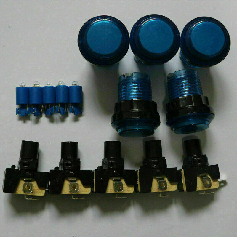 5 X pcs Arcade Game LED Buttons DC 5V 12v Illuminated With Microswitch MIX COLOR