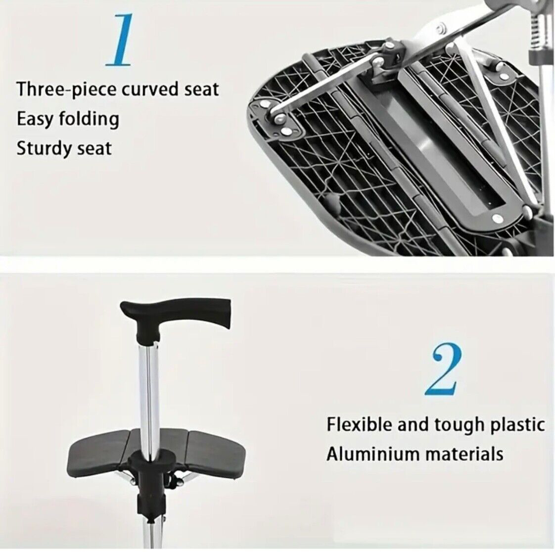Portable Adjustable Folding Cane Seat Combo - Sturdy 3-Legged Support,Adjustment
