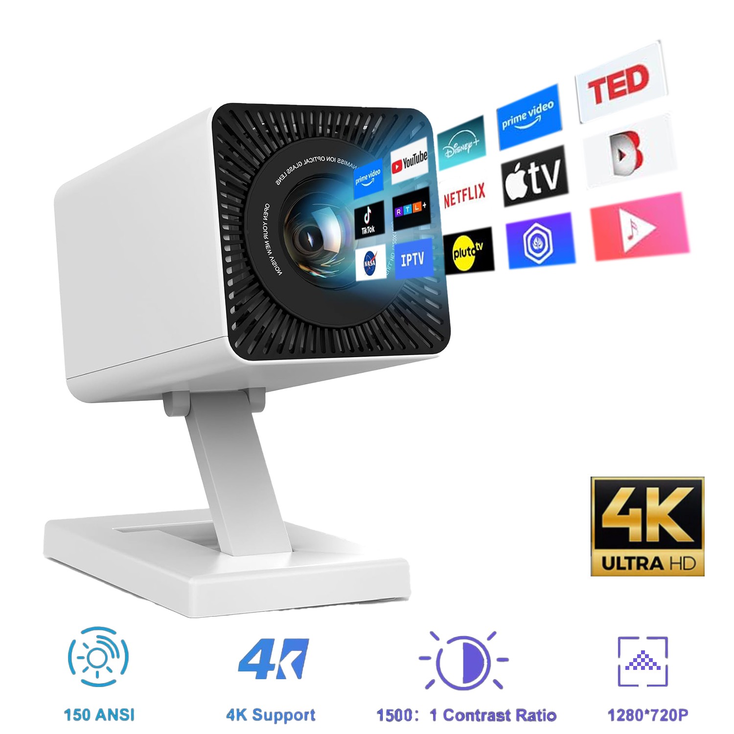 Urao 4K FHD Projector WiFi 6 Bluetooth 5.4  for Phone PC HDMI USB Home Theater