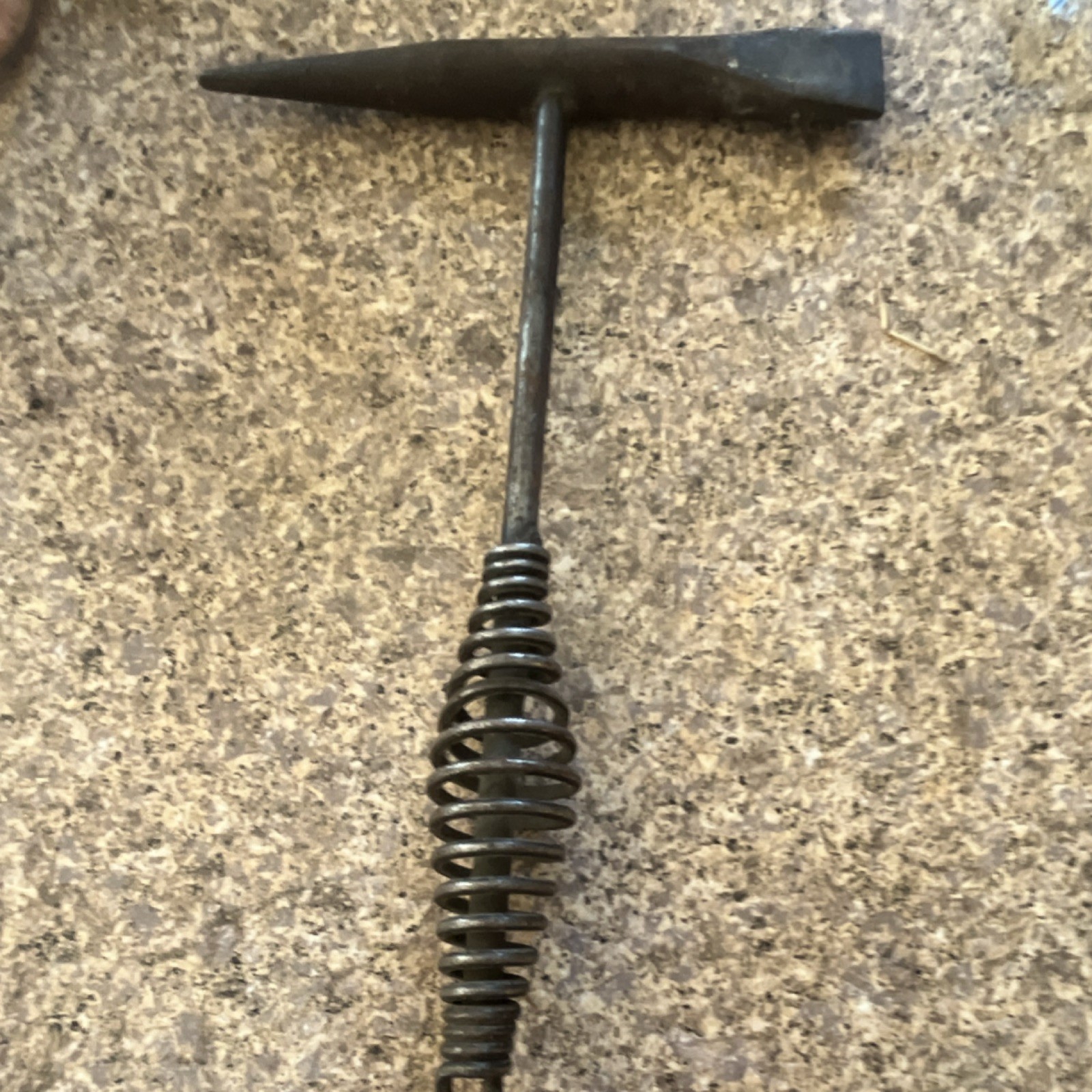 Vintage Original Rock Pick Hammer with Spring-Wrapped Handle