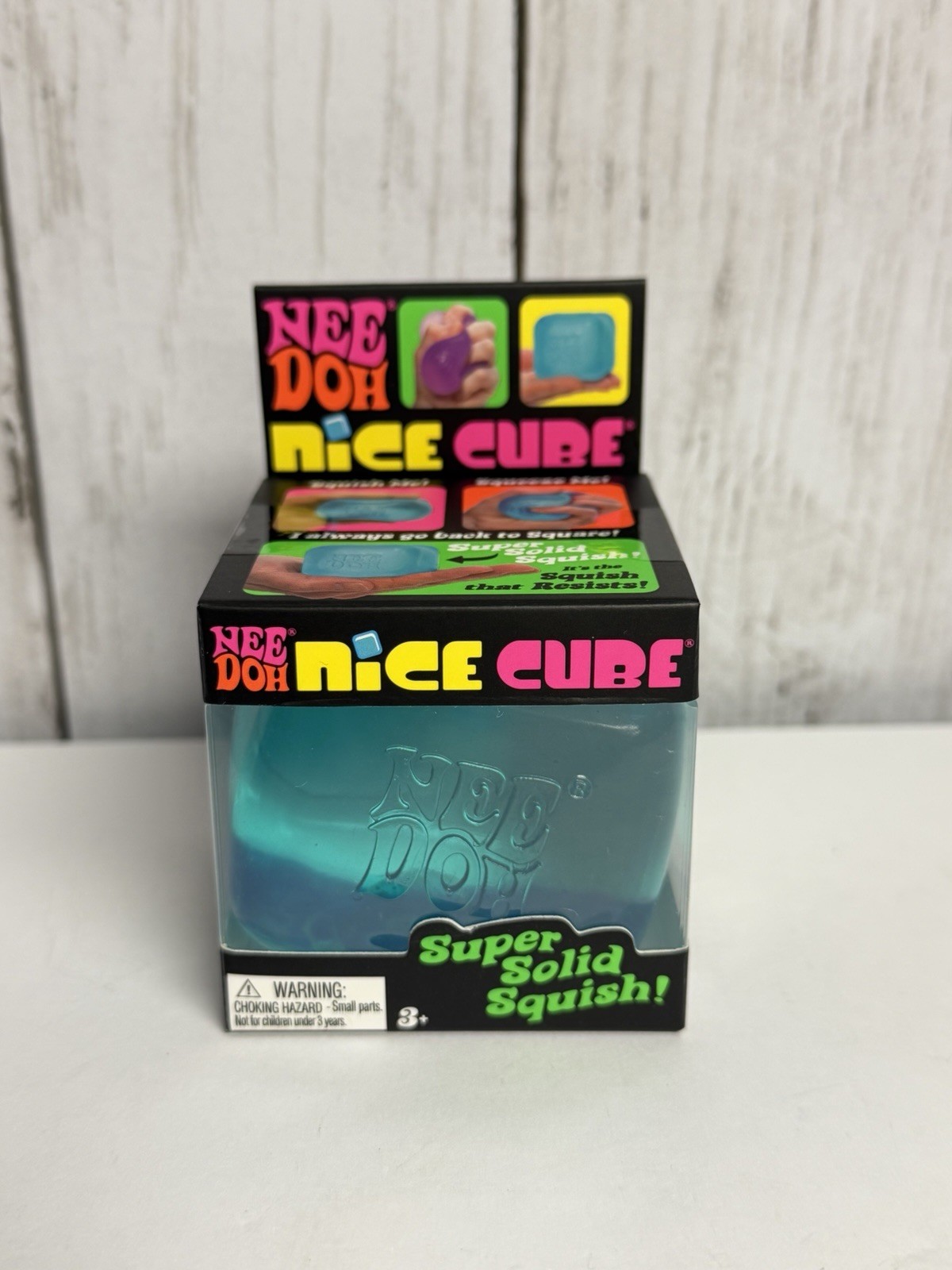 NeeDoh Nice Cube Super Solid Squish Sensory Toy Blue NIB