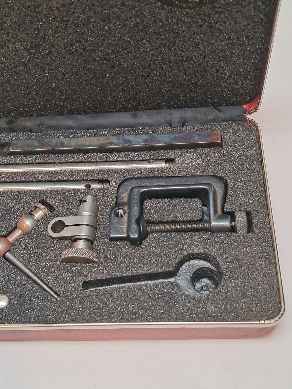 Accessories and Case for Starrett No. 196 Plunger Back Dial Indicator