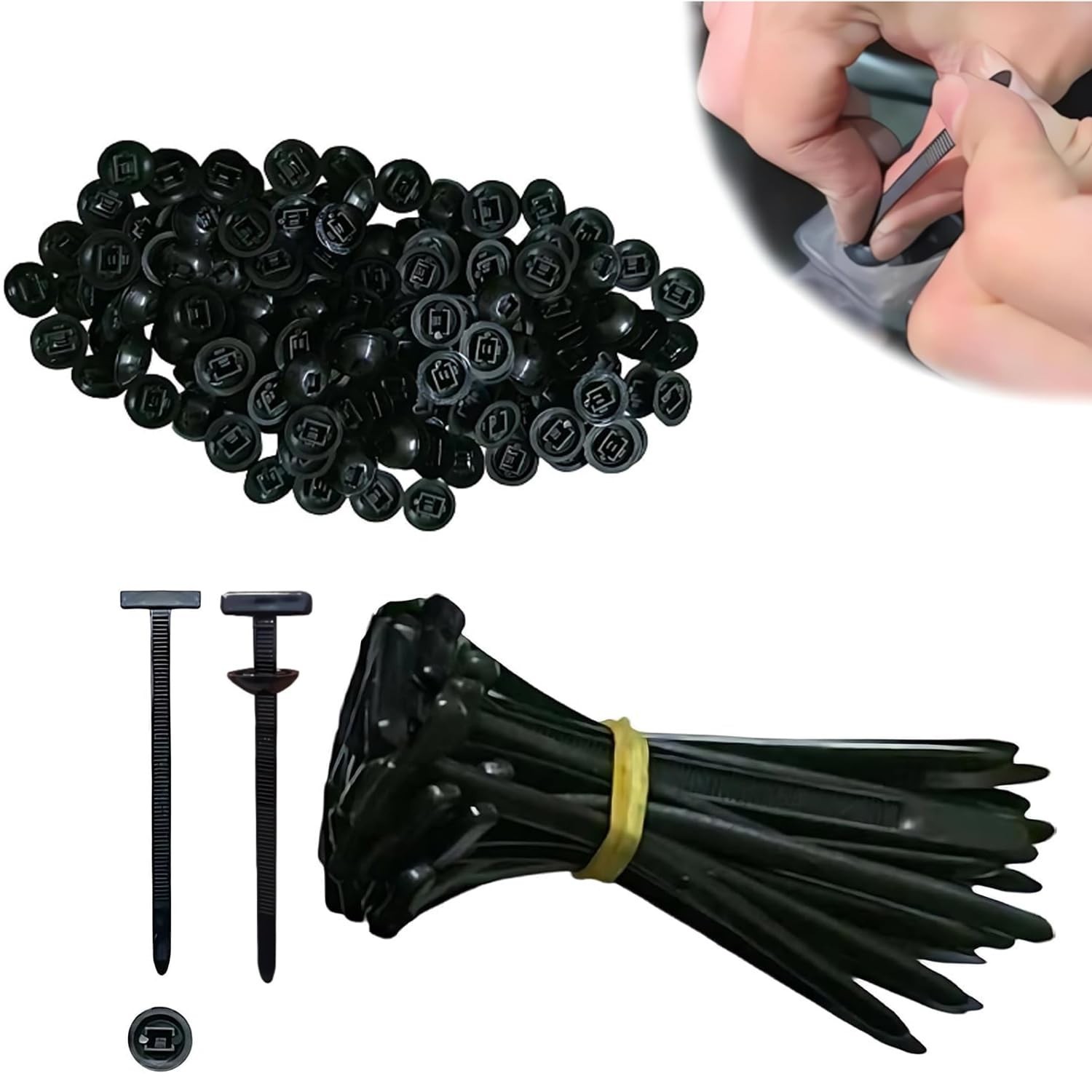 100Pcs Nylon Universal Cable Tie Buckle, 2026 New Heavy Duty Self-Locking Nyl...