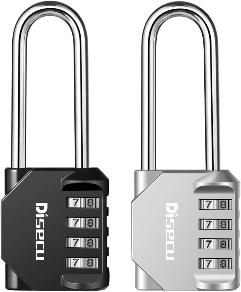 2 Pack  2.6 Inch Long Shackle Combination Lock, 4 Digit Outdoor