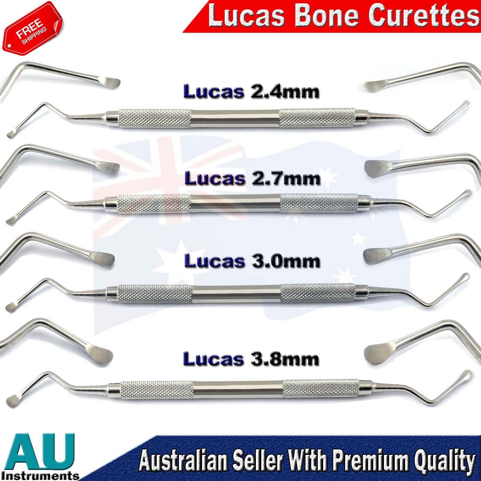 Composite Restorative Instruments Flat Plastic Filling & Lucas Bone Curettes