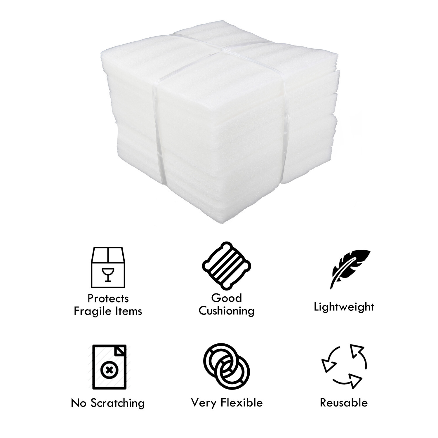 Foam Wrap Sheets 12x12x1/8" Thick Cushioning Shipping Moving Packing 50 Pcs