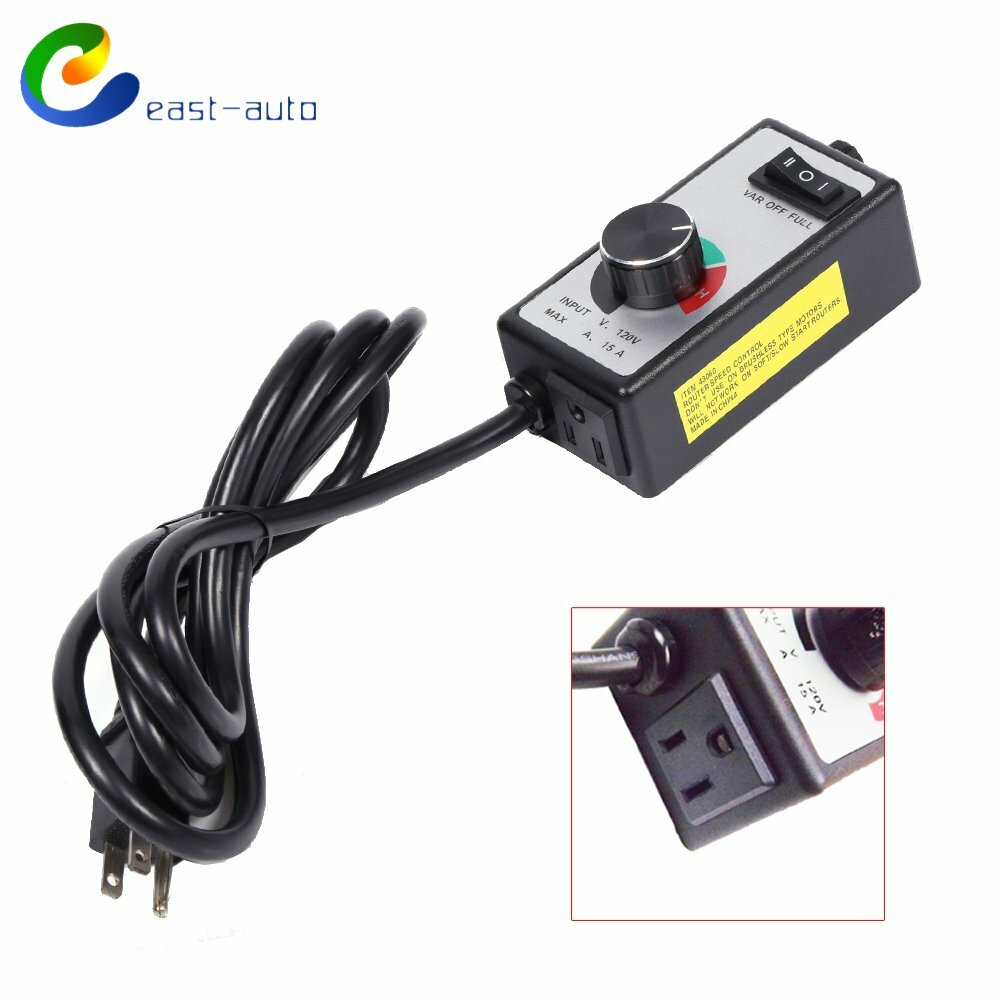 AC 120V 15A Router Fan Variable Voltage Speed Controller Electric Motor Rheostat