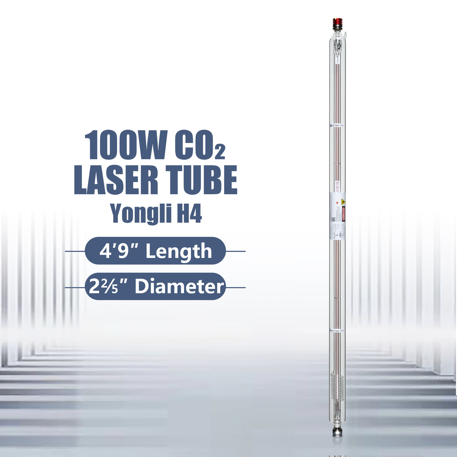 100W 12000 Hour High Power Laser Tube for CO2 Cutting Machine Borosilicate Glass