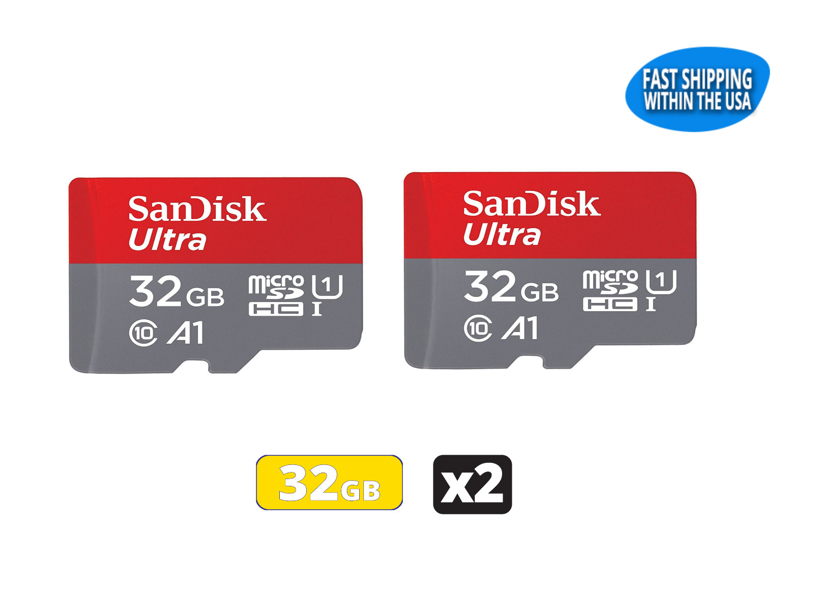 SanDisk 32GB x2 (64GB) MicroSDHC Ultra UHS-1 Ultra Memory Card SDSQUA4-32G-GN6MN