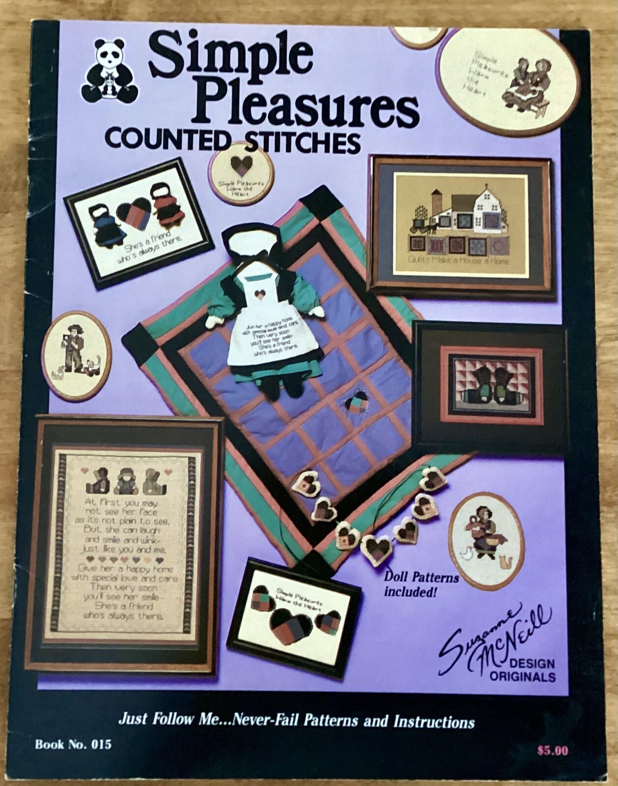 1985 SIMPLE PLEASURES COUNTED STITCHES Pattern Book-Amish Designs-Suzanne McNeil