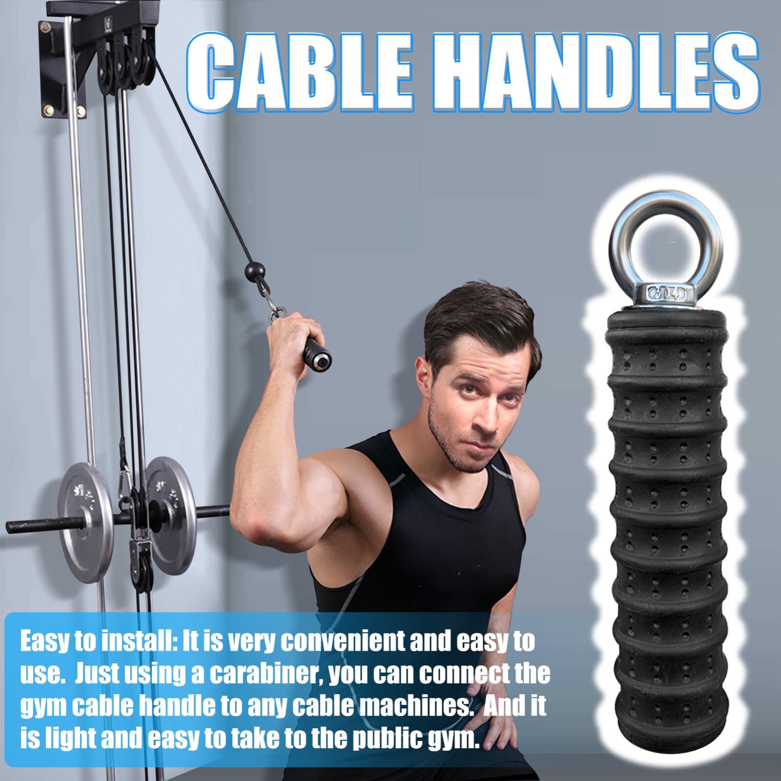2PC LAT Pull Down Bar for Cable Machine Tricep Workout Cable Attachments Mechine