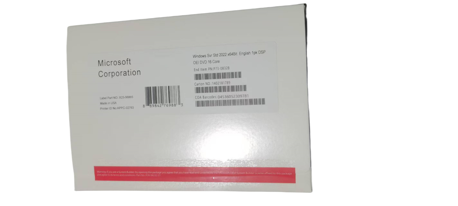 New Microsoft Windows Server 2022 Standard 16 Core License and DVD Disc Sealed