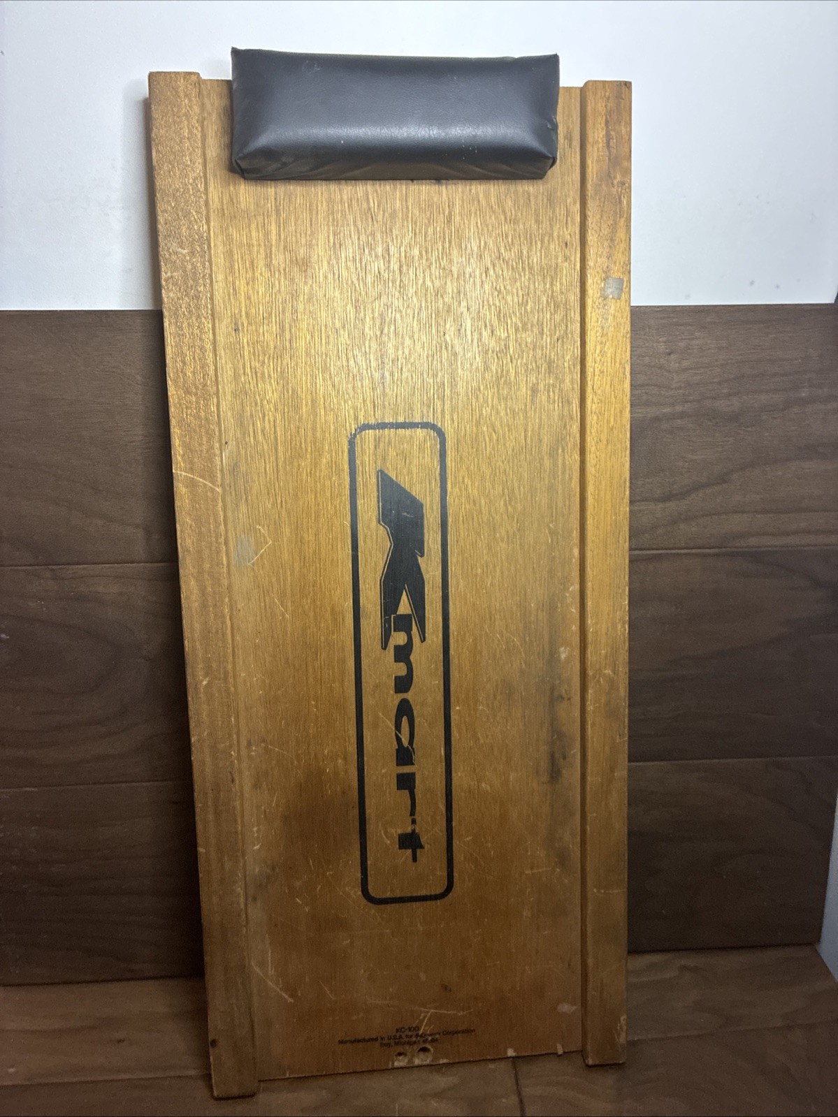 Vintage Kmart Wooden Mechanic’s Creeper w/ Padded Headrest & Casters – Rare Logo