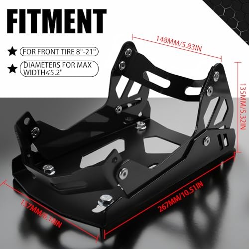 Motorcycle Wheel Chock 1800 lbs Capacity, Portable & Adjustable Front Black