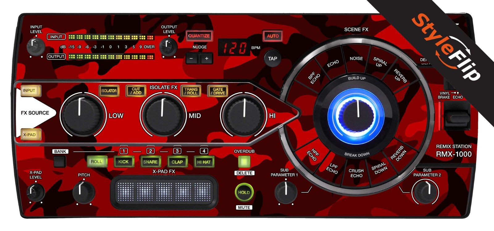 Pioneer Remix Station RMX-1000 Skin | Camo Red | Protective Decal | StyleFlip