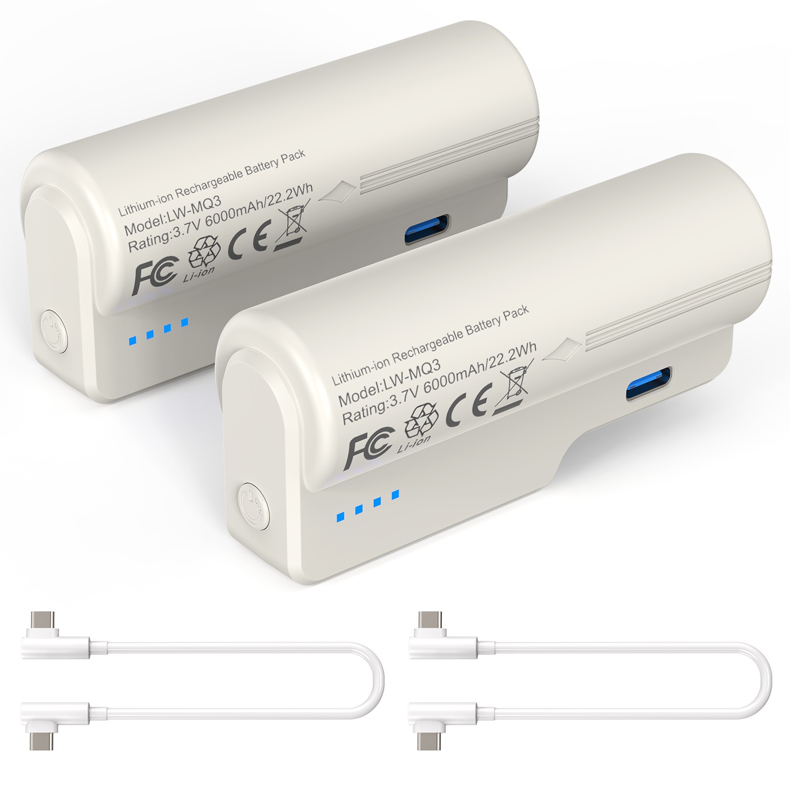 ✅2x 6000mAh Battery Pack for Oculus/ Meta Quest 2 3 Safe & Fast Charging w/Cable