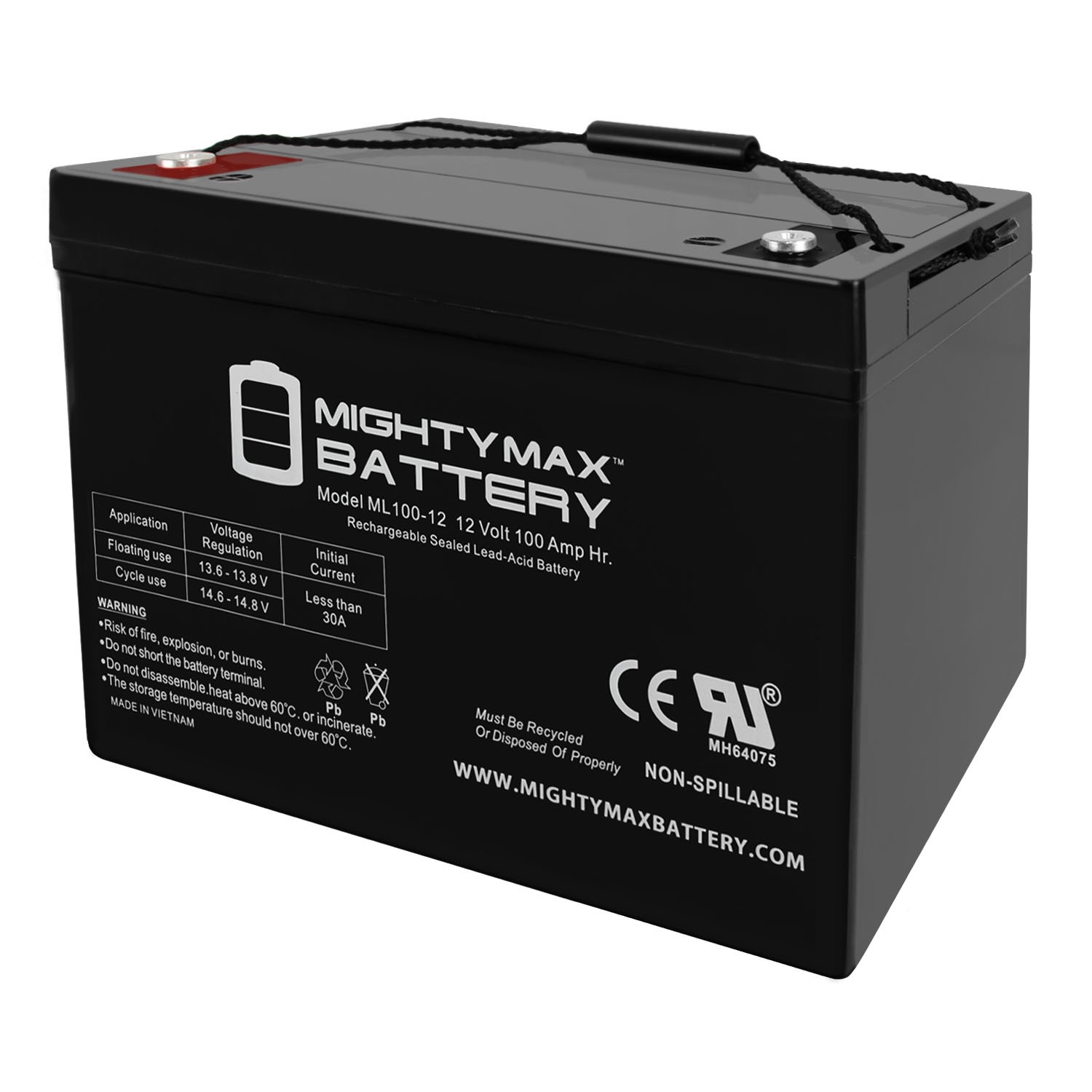 Mighty Max 12V 100Ah Battery for REC SOLAR Solar Panels