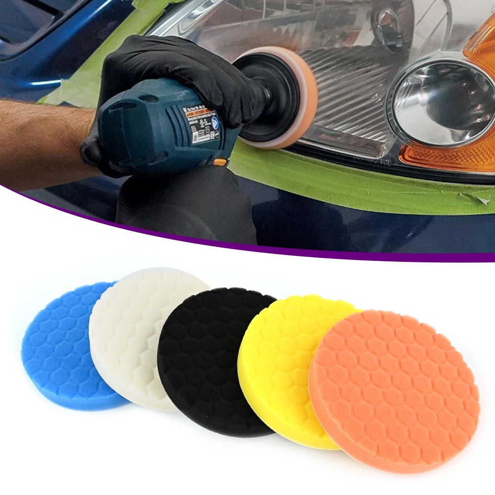 5Pcs Polishi Pad 5/6/7in Car Waxing Foam Kit Buffer Polisher Buffing Wheel