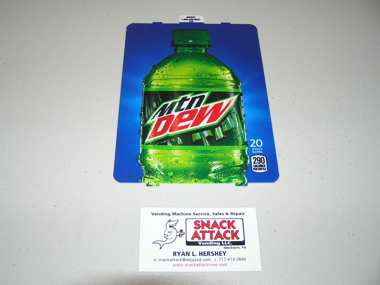 DIXIE NARCO 501E HVV & 276E SODA VENDING MACHINE "Dew" 20oz BOTTLE VEND LABEL