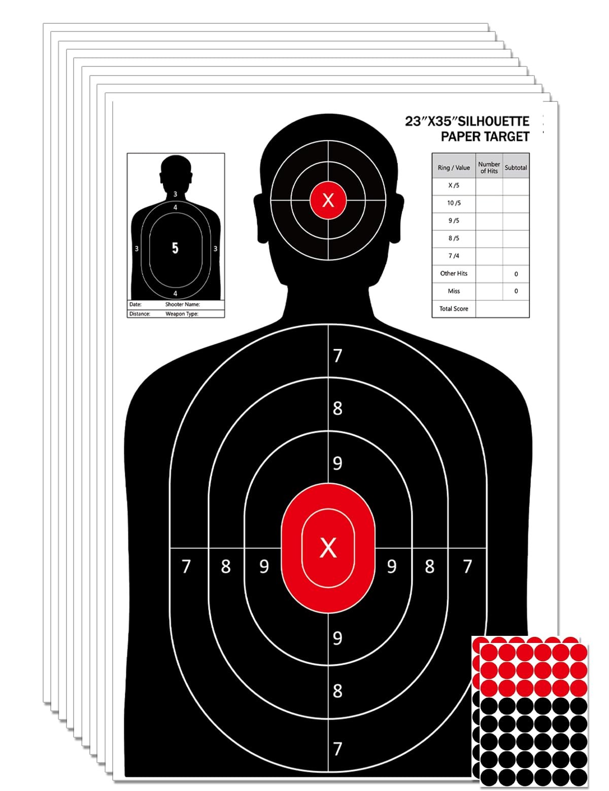 Shooting Paper Targets for The Range 23x35 Inch Silhouette with Stickers 10 Pack