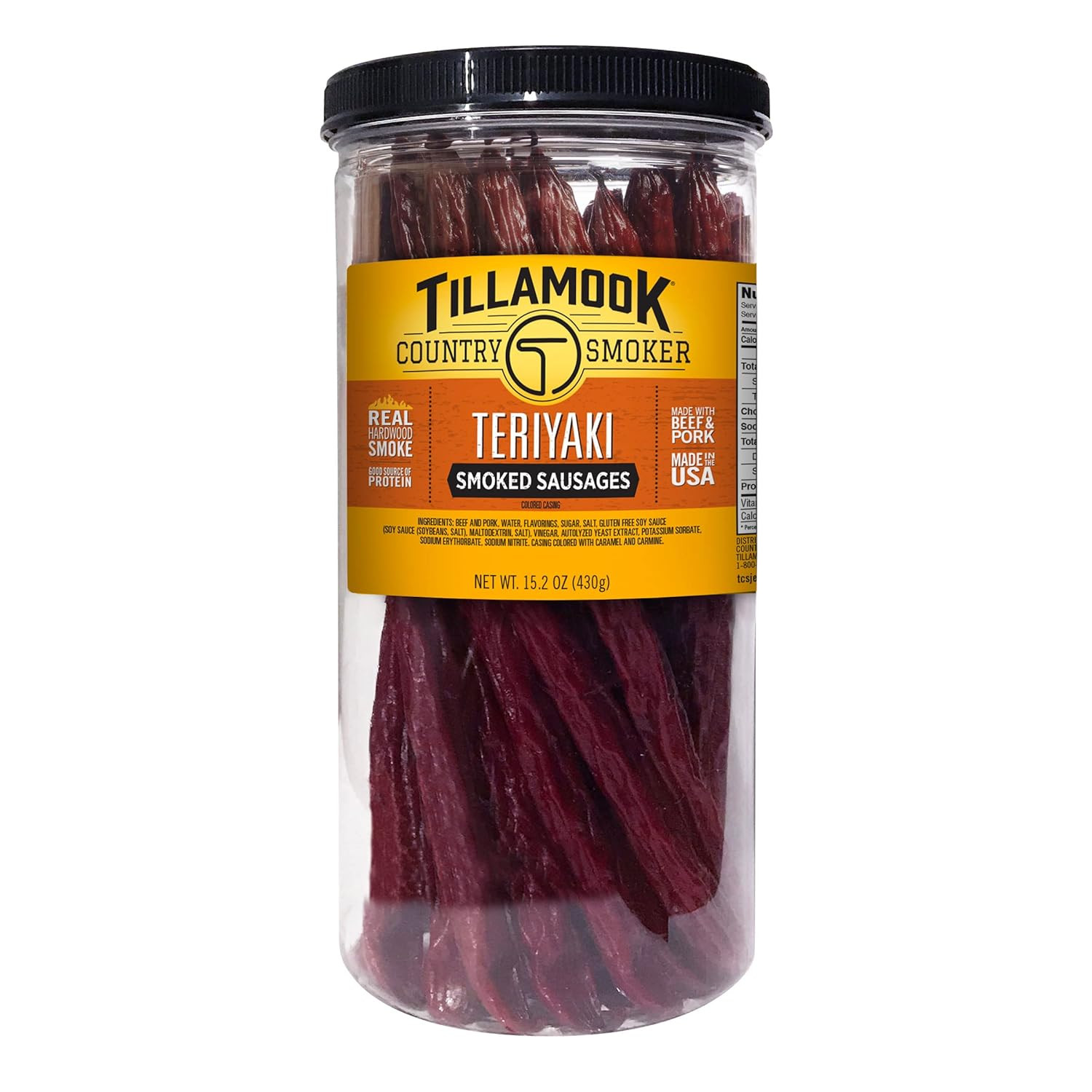 Real Hardwood Smoked Sausages, Teriyaki, 15.2 Ounce Tall Jar, 20 Count