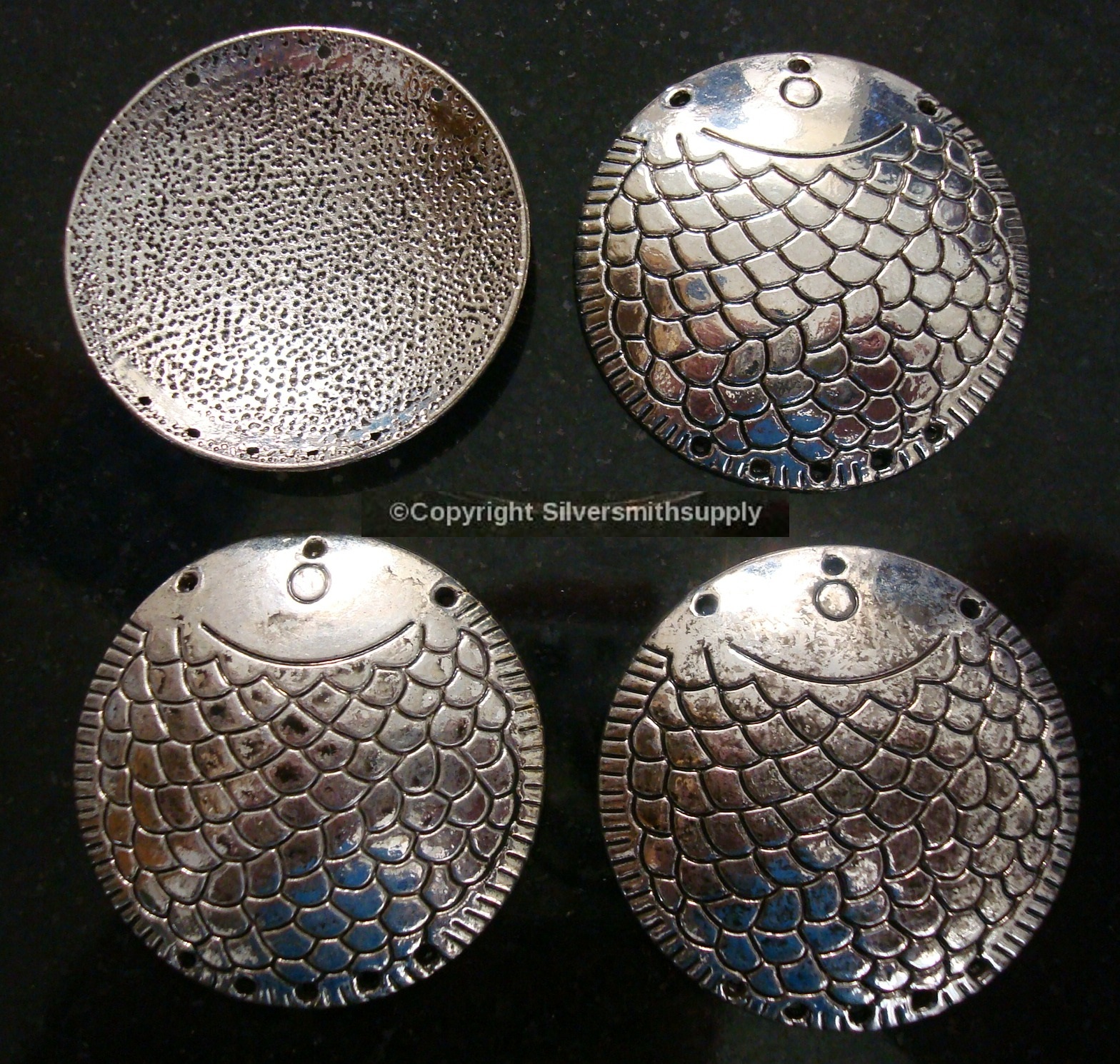 4 Huge fish pendants antique silver plated drilled pendants make jewelry pfg021