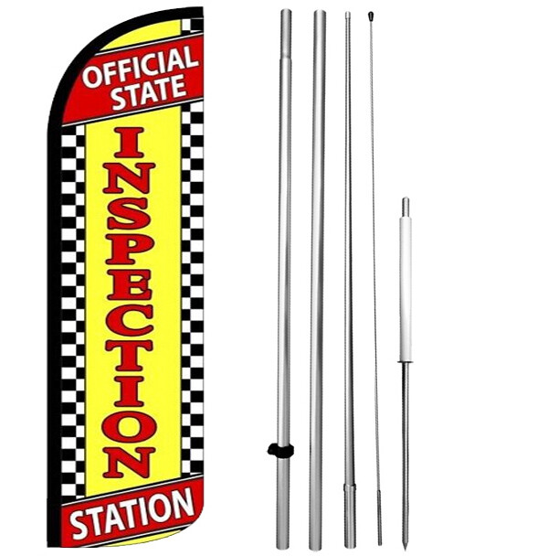 Official State Inspection Station Windless Swooper Feather Flag Kit 15' yz-h