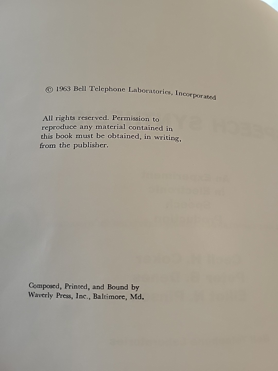 1963 Bell System Speech Synthesis Science Experiment 3 Electronic Set