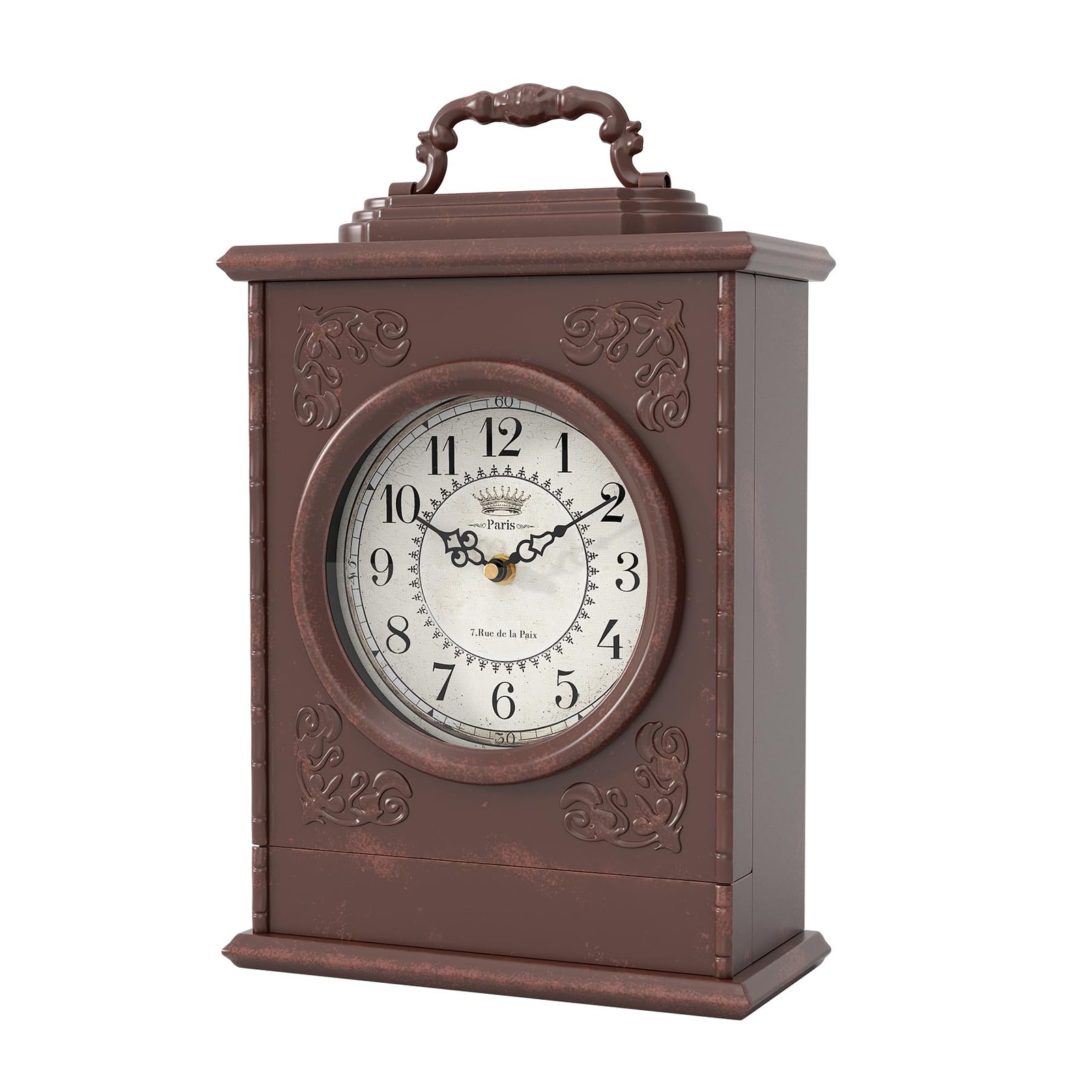 Vintage Mantel Clock with Hidden Safe, Antique Brown Style Fireplace Clocks, ...