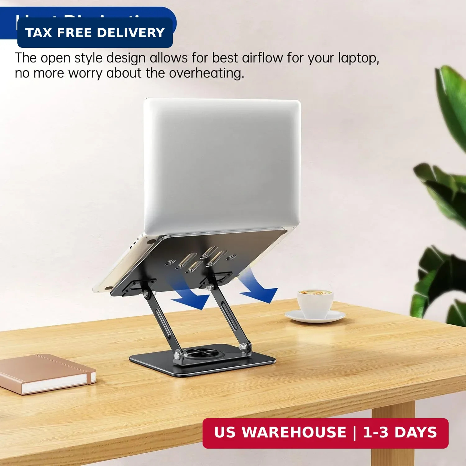 BESIGN Laptop Stand with 360° Rotating Base, Ergonomic Adjustable Notebook Riser