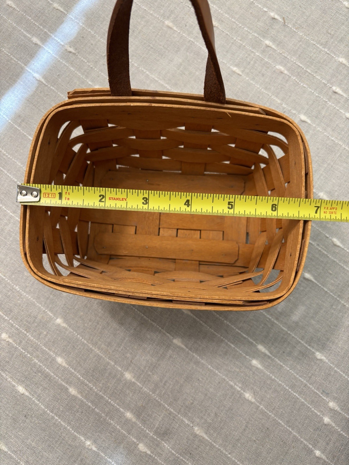 Vintage 1998 Longaberger Hanging Mail Basket Leather Strap 7”x 5” Cottagecore