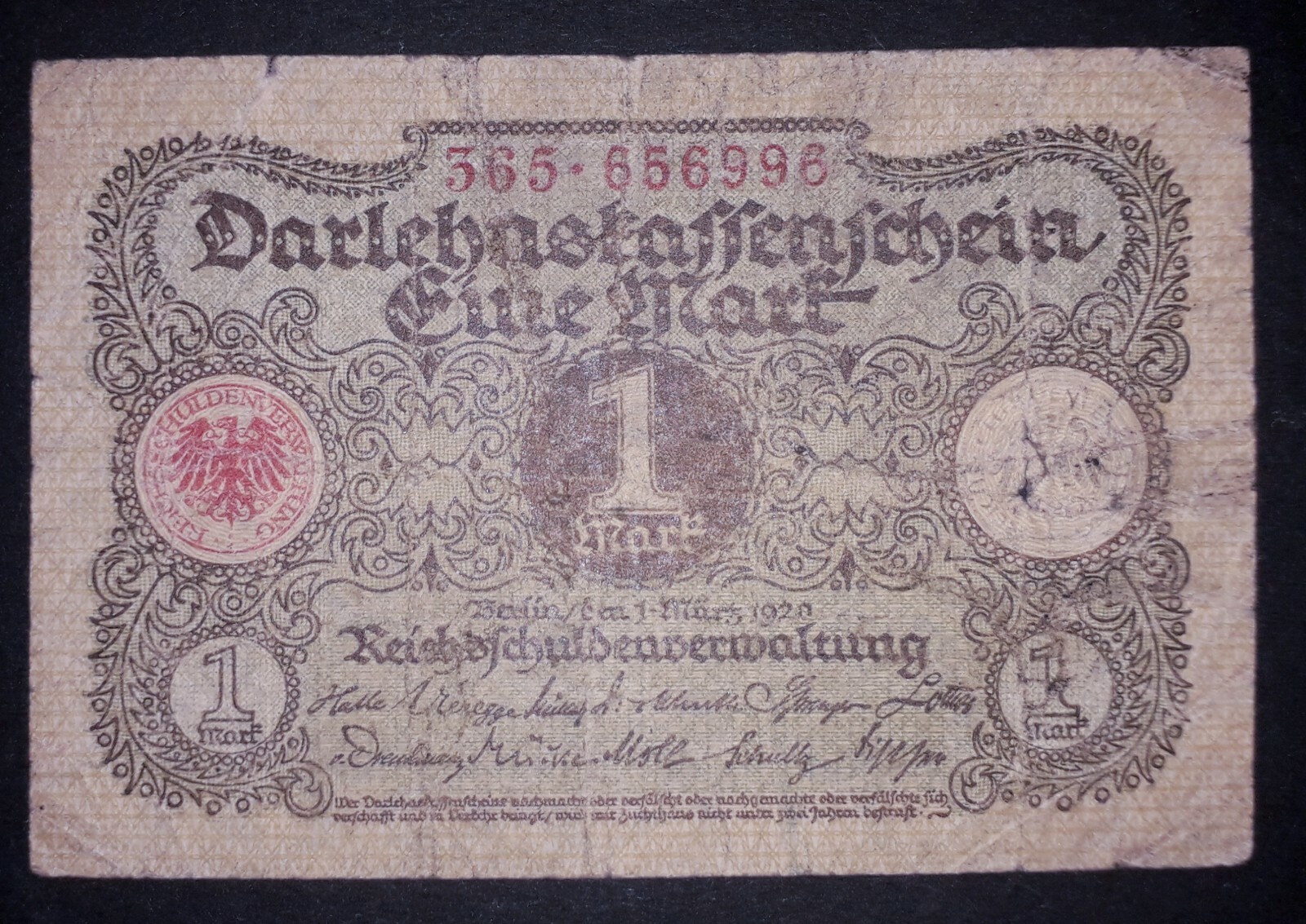 Germany 1 mark banknote, 1920year,normal condition
