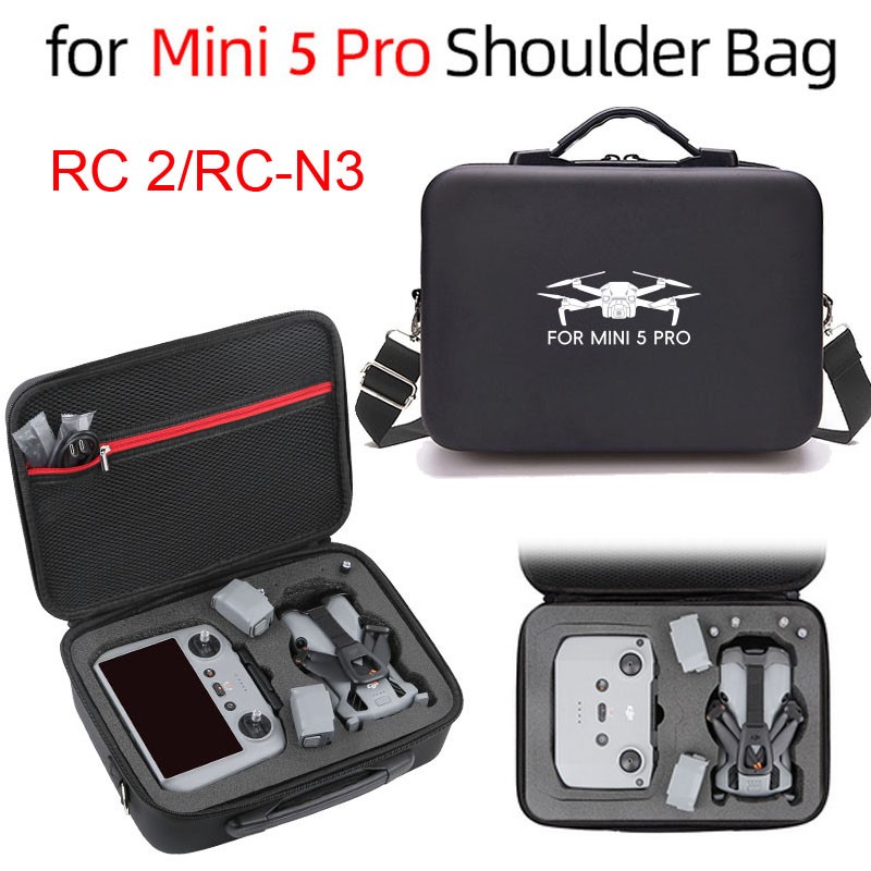 For DJI Mini 5 Pro RC 2/RC-N3 Fly More Combo Drone PU Shoulder Bag Carrying Case