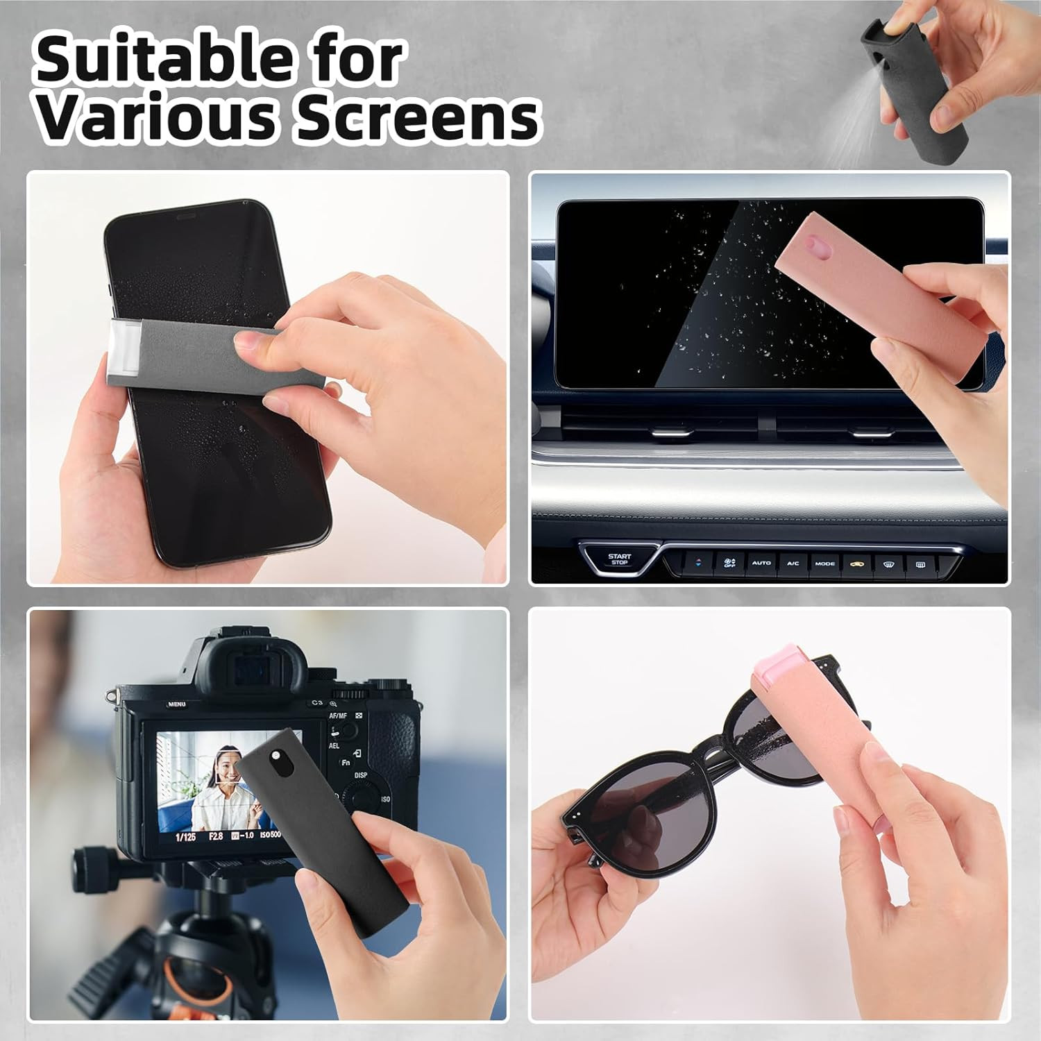 Screen Cleaner Kit 4 Pcs, 3-In-1 Touchscreen Mist Cleaner Spray and Microfiber