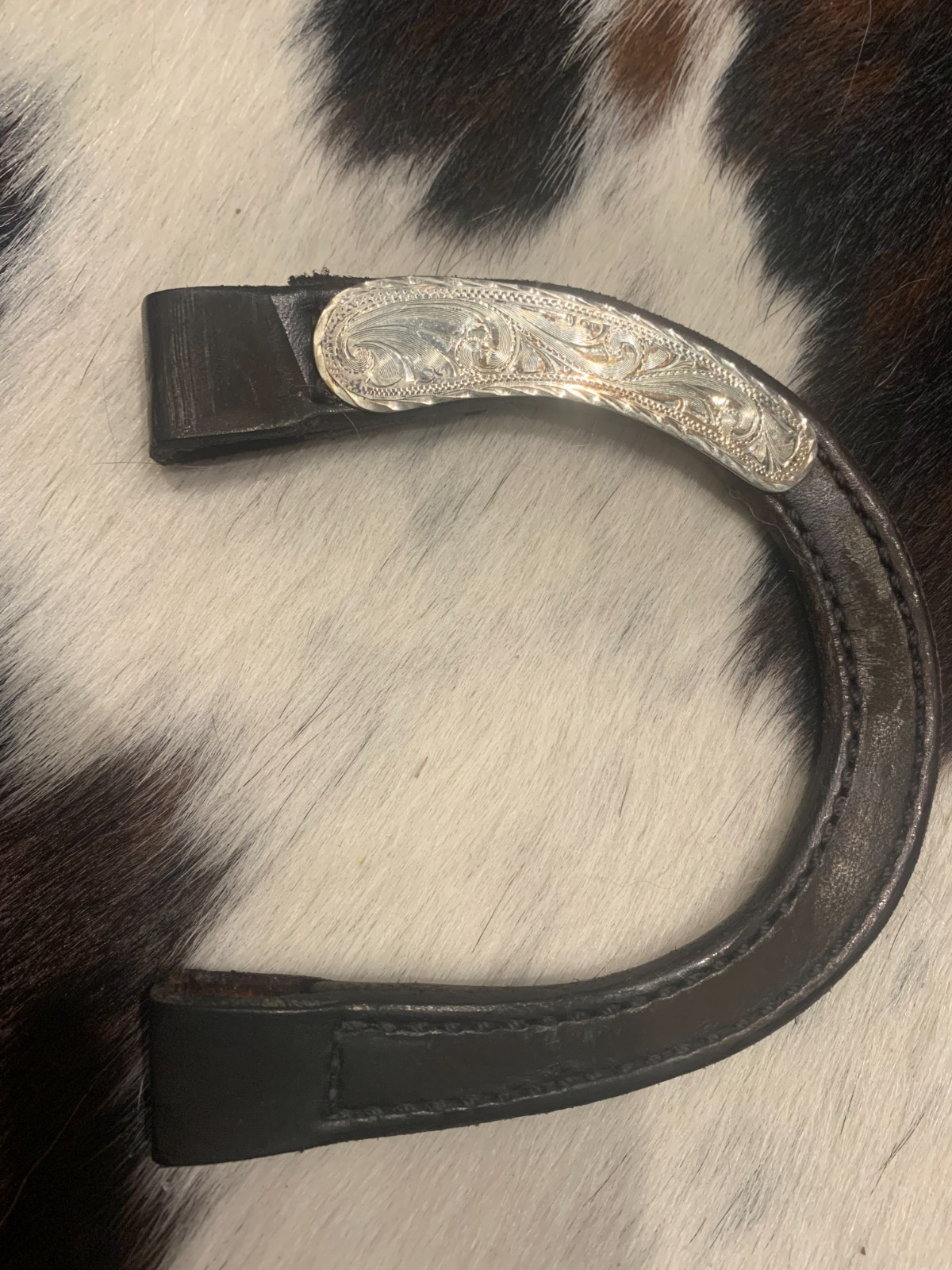 Sterling Silver Slide Ear for Headstall / Bridle Dark Oil / Chocolate