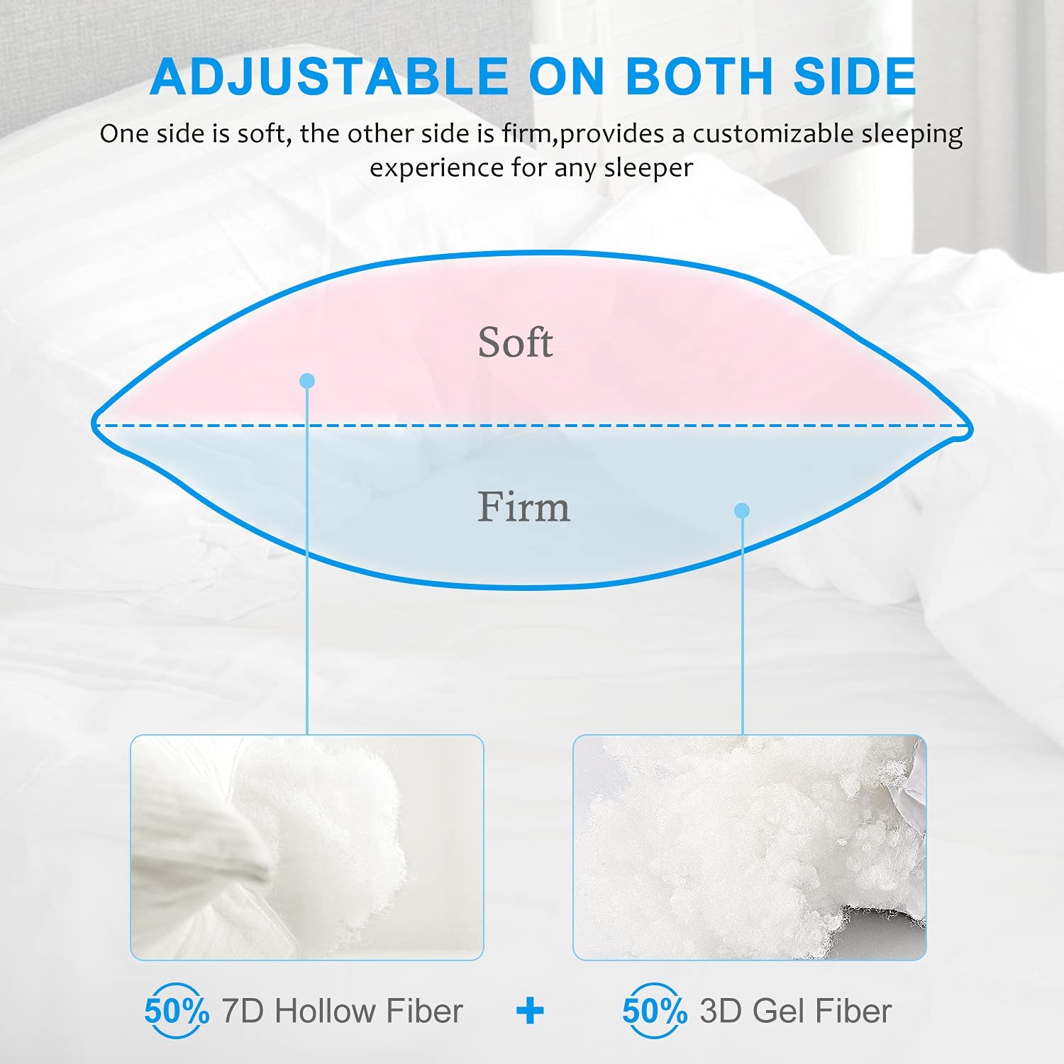 Hotel Collection Bed Pillows for Sleeping 2 Pack King Size，Pillows for Side a...