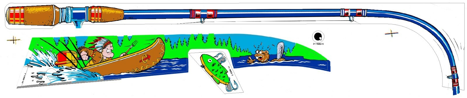 Fish Tales Pinball Machine Complete Fishing rod and  Reel Plastic Decal Set