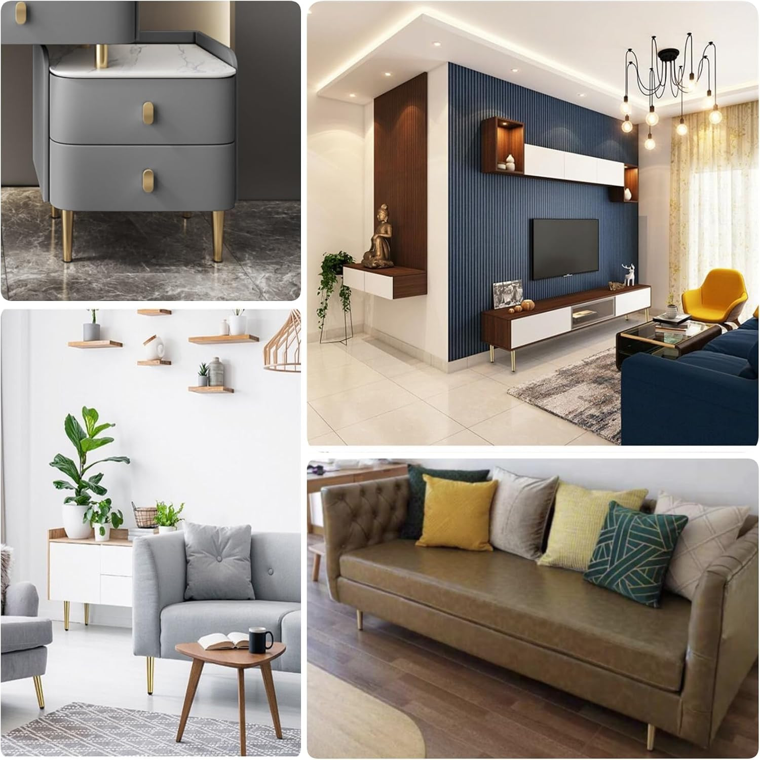 Straight Furniture Legs Replacement Metal Gold Sofa Couch...